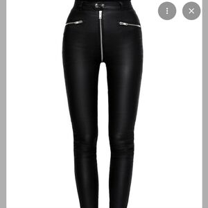 Killstar Larissa Coated Trousers Faux Leather Wrap Around Zipper